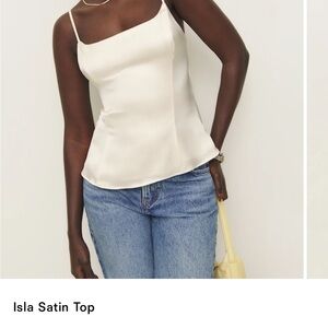 Reformation Cream Satin Cami Top